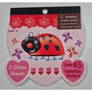 Vintage Bug Stickerfitti (3 Valentine Glitter Sheets) 45 Stickers Per Book